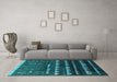 Machine Washable Solid Turquoise Modern Area Rugs in a Living Room,, wshurb1253turq