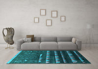 Machine Washable Solid Turquoise Modern Rug, wshurb1253turq