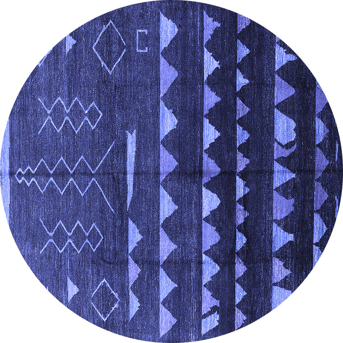 Round Solid Blue Modern Rug, urb1253blu