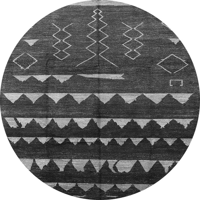 Round Solid Gray Modern Rug, urb1253gry