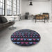 Round Mid-Century Modern Dark Gray Black Solid Rug in a Office, urb1253