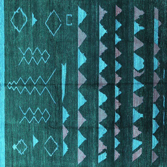 Square Machine Washable Solid Turquoise Modern Area Rugs, wshurb1253turq