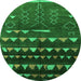 Round Solid Green Modern Rug, urb1253grn