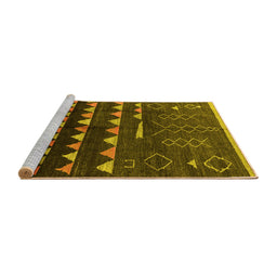 Sideview of Machine Washable Solid Yellow Modern Rug, wshurb1253yw