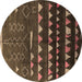 Round Solid Brown Modern Rug, urb1253brn