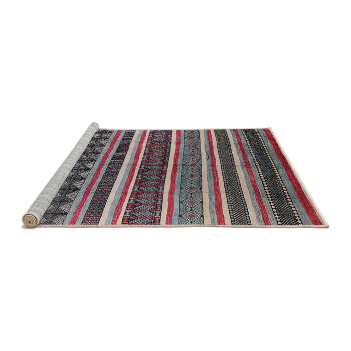 Sideview of Machine Washable Industrial Modern Silver Pink Rug, wshurb1254