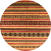 Round Machine Washable Solid Orange Modern Area Rugs, wshurb1254org