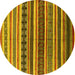 Round Solid Yellow Modern Rug, urb1254yw