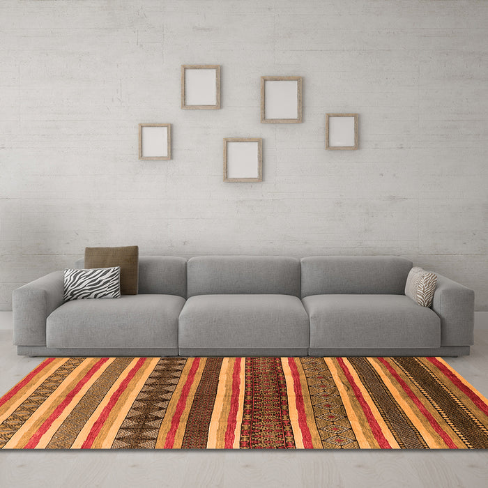 Machine Washable Solid Orange Modern Area Rugs in a Living Room, wshurb1254org