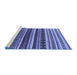 Sideview of Machine Washable Solid Blue Modern Rug, wshurb1254blu