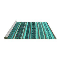 Sideview of Machine Washable Solid Turquoise Modern Area Rugs, wshurb1254turq