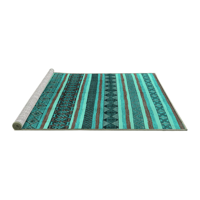 Sideview of Machine Washable Solid Turquoise Modern Area Rugs, wshurb1254turq