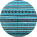 Round Machine Washable Solid Light Blue Modern Rug, wshurb1254lblu