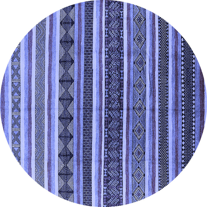 Round Machine Washable Solid Blue Modern Rug, wshurb1254blu