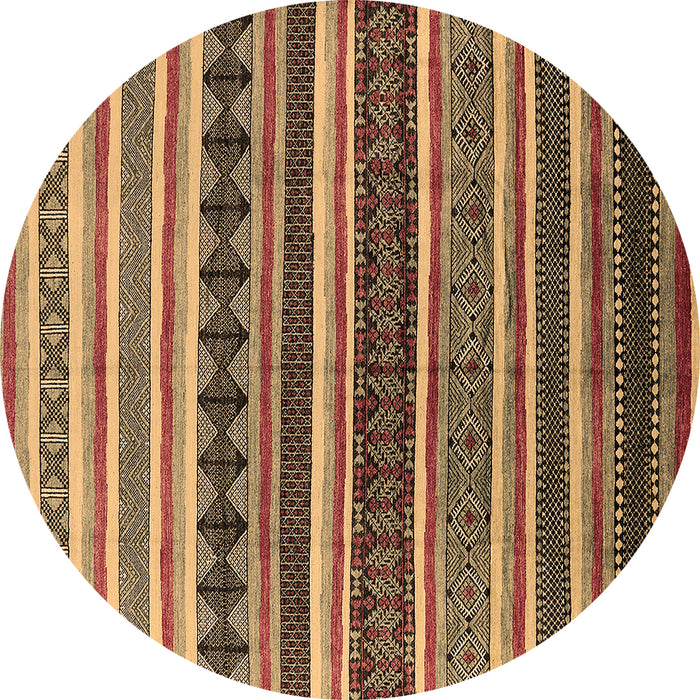 Round Machine Washable Solid Brown Modern Rug, wshurb1254brn