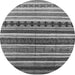 Round Machine Washable Solid Gray Modern Rug, wshurb1254gry