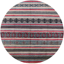 Round Mid-Century Modern Silver Pink Solid Rug, urb1254