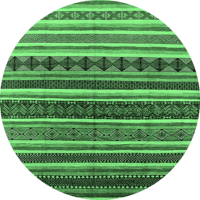 Round Machine Washable Solid Emerald Green Modern Area Rugs, wshurb1254emgrn