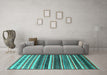 Machine Washable Solid Turquoise Modern Area Rugs in a Living Room,, wshurb1254turq