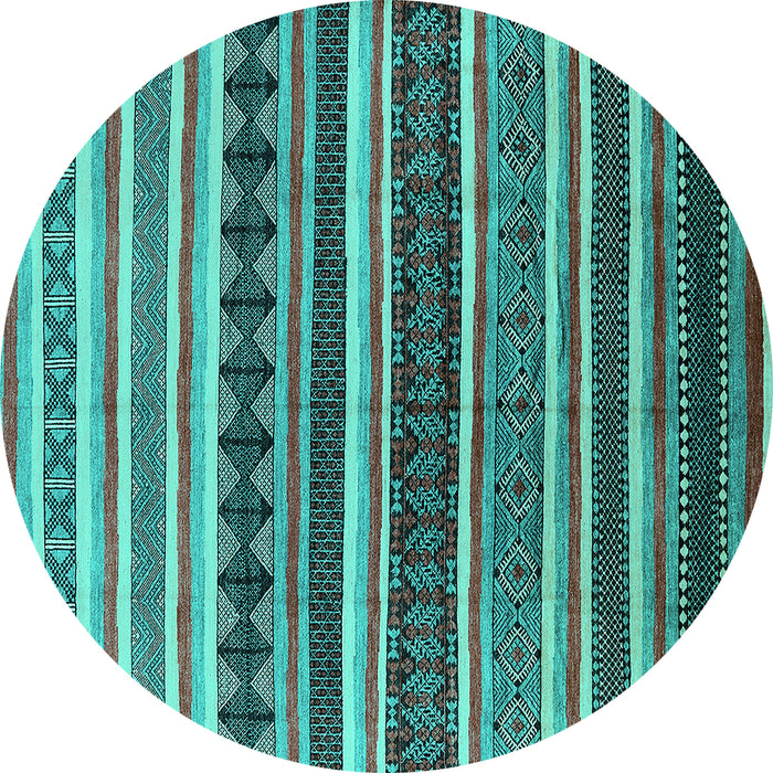 Round Solid Turquoise Modern Rug, urb1254turq
