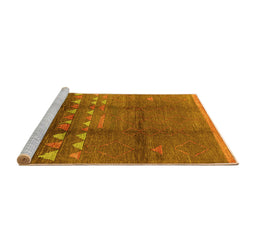 Sideview of Machine Washable Solid Yellow Modern Rug, wshurb1255yw