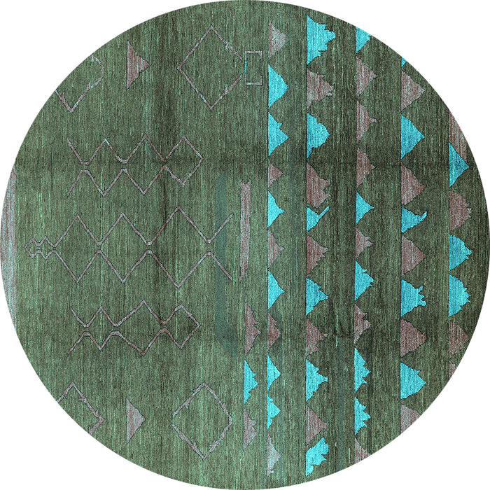 Round Machine Washable Solid Turquoise Modern Area Rugs, wshurb1255turq