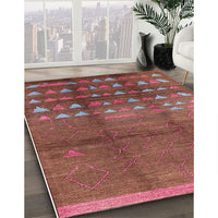 Mid-Century Modern Copper Red Pink Solid Rug, urb1255