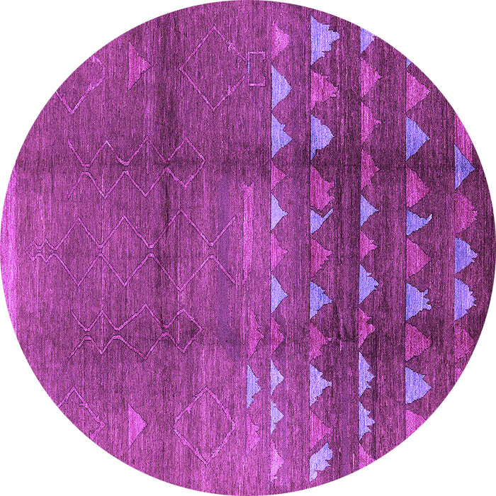 Round Machine Washable Solid Purple Modern Area Rugs, wshurb1255pur