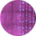 Round Machine Washable Solid Purple Modern Area Rugs, wshurb1255pur