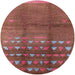 Round Machine Washable Industrial Modern Copper Red Pink Rug, wshurb1255