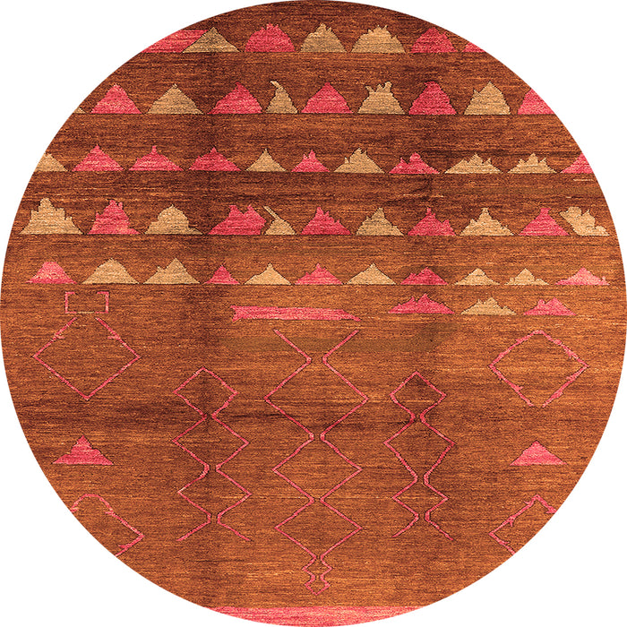 Round Solid Orange Modern Rug, urb1255org