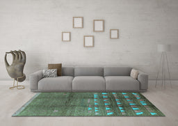 Machine Washable Solid Turquoise Modern Area Rugs in a Living Room,, wshurb1255turq