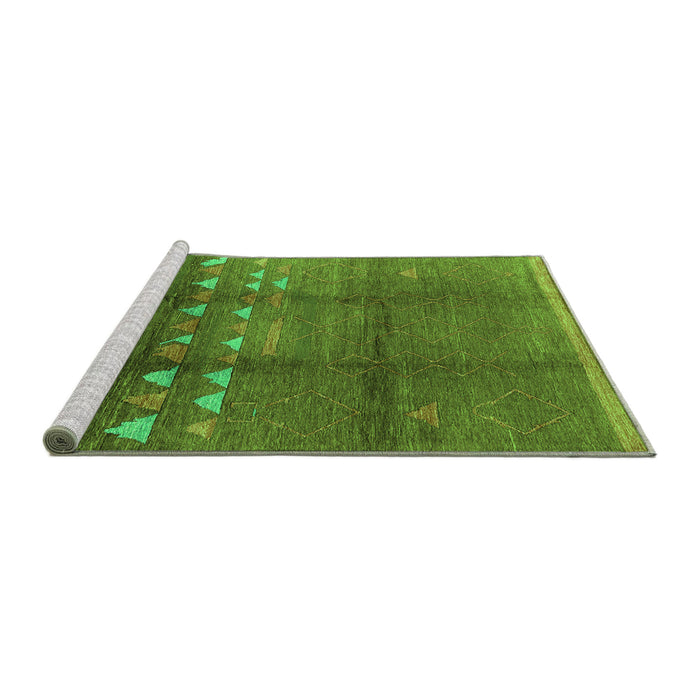 Sideview of Machine Washable Solid Green Modern Area Rugs, wshurb1255grn