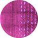 Round Machine Washable Solid Pink Modern Rug, wshurb1255pnk