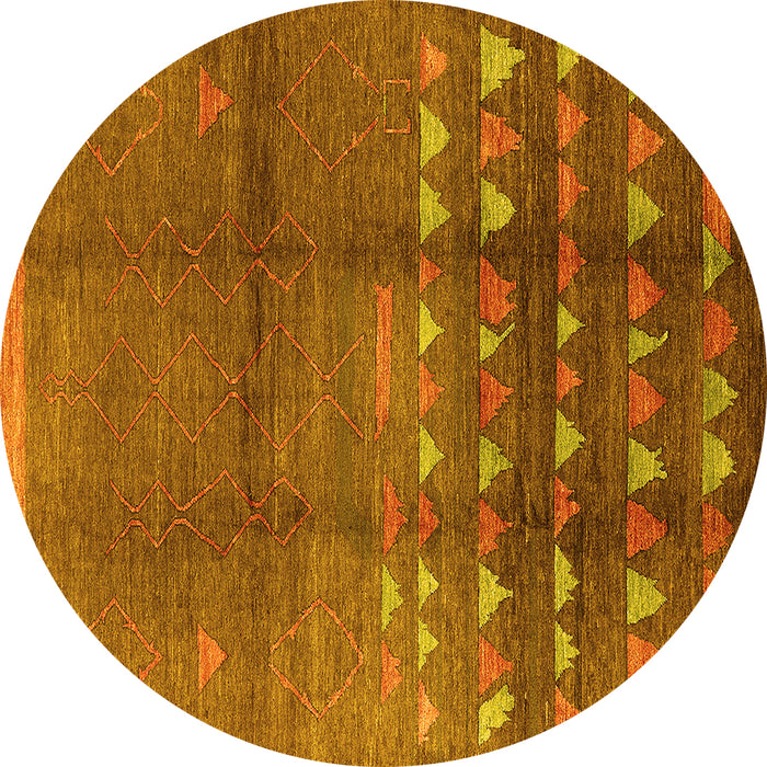 Round Solid Yellow Modern Rug, urb1255yw
