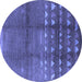 Round Solid Blue Modern Rug, urb1255blu