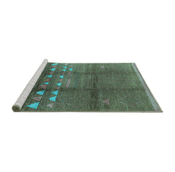 Sideview of Machine Washable Solid Turquoise Modern Area Rugs, wshurb1255turq