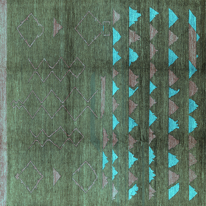 Square Machine Washable Solid Turquoise Modern Area Rugs, wshurb1255turq