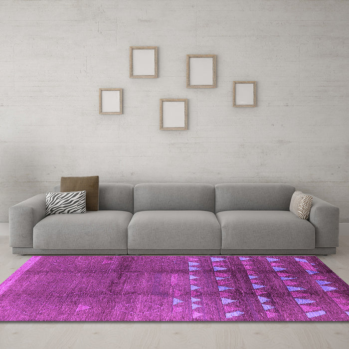 Machine Washable Solid Purple Modern Area Rugs in a Living Room, wshurb1255pur