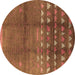 Round Solid Brown Modern Rug, urb1255brn