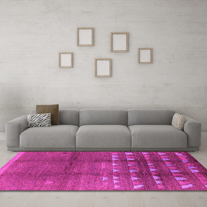 Machine Washable Solid Pink Modern Rug in a Living Room, wshurb1255pnk