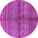 Round Machine Washable Solid Purple Modern Area Rugs, wshurb1256pur