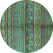 Round Solid Turquoise Modern Rug, urb1256turq