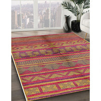 Mid-Century Modern Crimson Red Solid Rug, urb1256