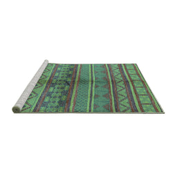 Sideview of Machine Washable Solid Turquoise Modern Area Rugs, wshurb1256turq