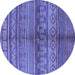 Round Solid Blue Modern Rug, urb1256blu