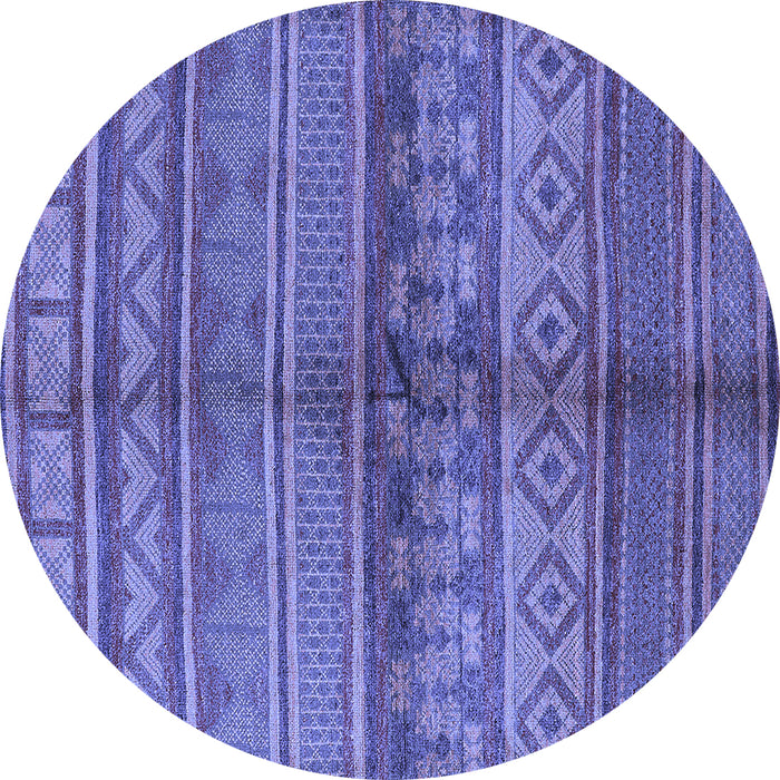Round Machine Washable Solid Blue Modern Rug, wshurb1256blu