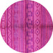 Round Machine Washable Solid Pink Modern Rug, wshurb1256pnk