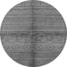 Round Machine Washable Solid Gray Modern Rug, wshurb1256gry