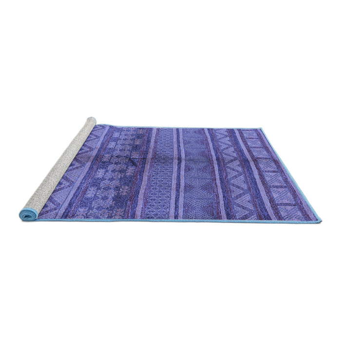 Sideview of Machine Washable Solid Blue Modern Rug, wshurb1256blu